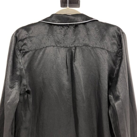 Aritzia Babaton Black Satin Venturi Button up Long Sleeve Blouse M - Picture 10 of 16